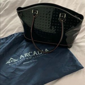 Arcadia Patent Leather Large Black Tote